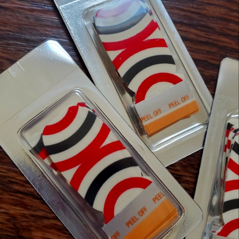 NEW Sally Hansen Salon Effects Nail Polish Strips, Red & Black Mod Stripe, 2 Set